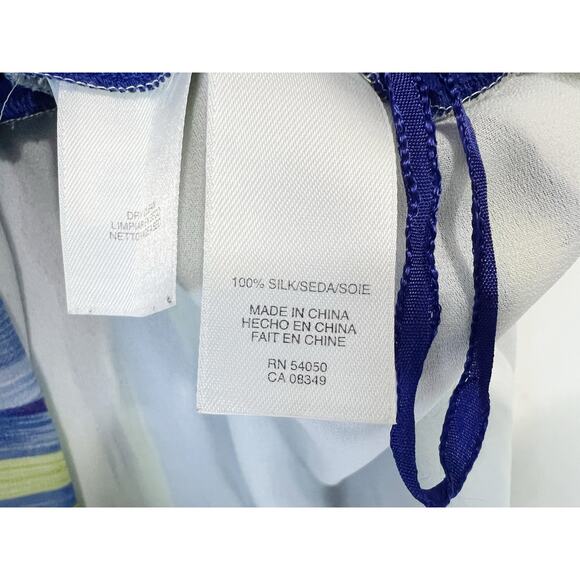 Jones New York Silk Water Color A-Line Flare Midi Skirt in Blue & Yellow Size XL - Picture 7 of 9